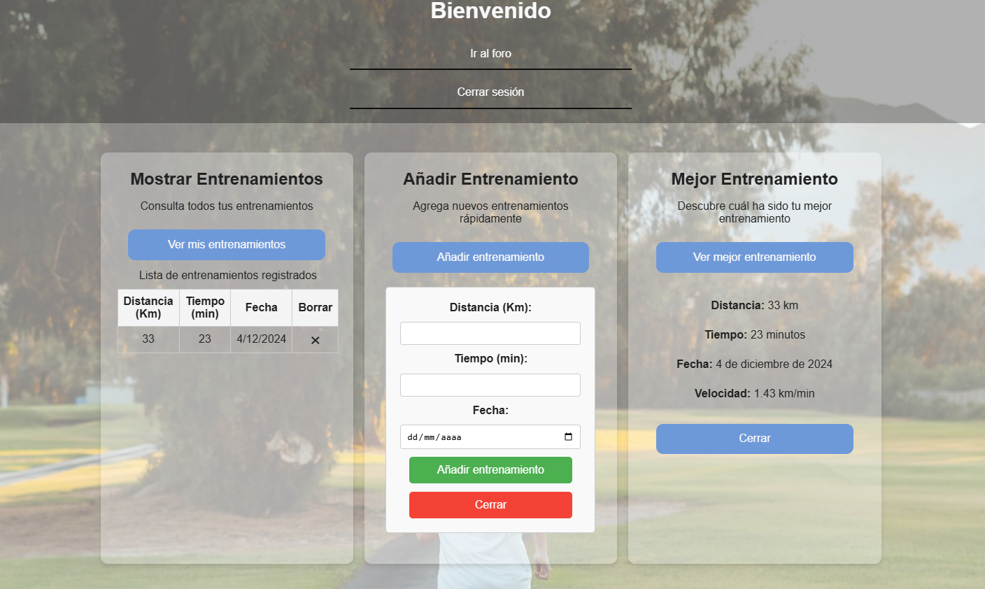 Captura del proyecto Aplicación Web para registros Deportivos